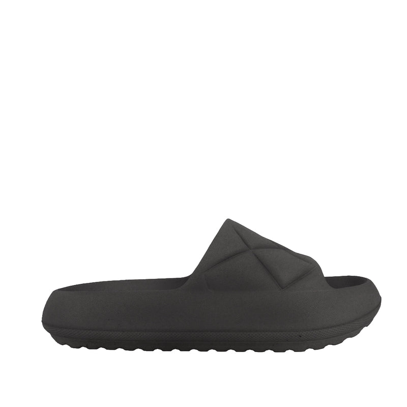 Sandalias flats Puffy negro para mujer