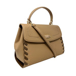 Cartera satchel Aisla para mujer color camel