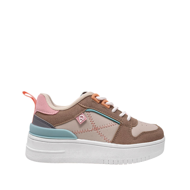 Sneakers Gali para niña color café y rosado