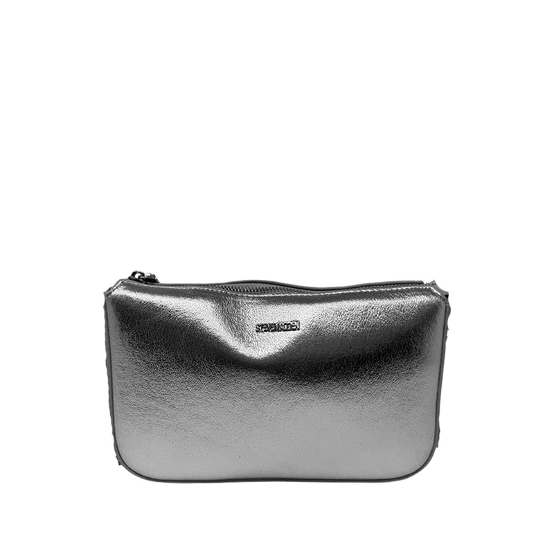 Cartera crossbody Bnaim-R para mujer color plateado