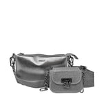 Cartera crossbody Bnaim-R para mujer color plateado