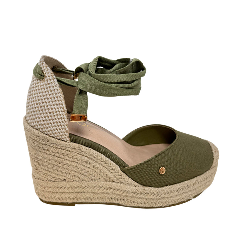 Alpargatas con cuña Gypsy para mujer color olivo