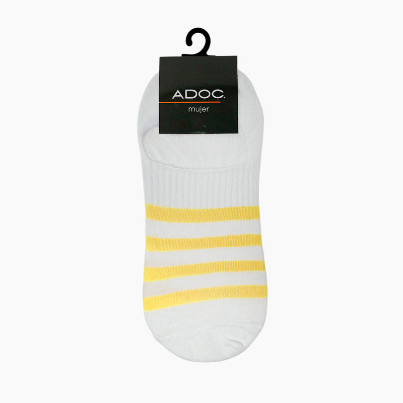 Punteras invisibles Raya unisex color blanco y amarillo